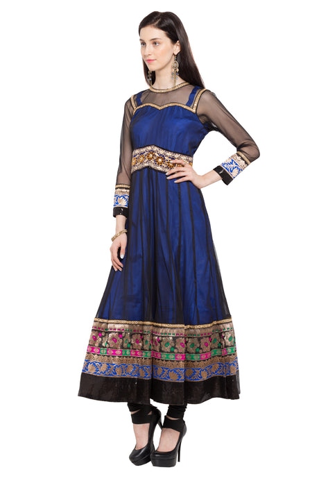 Net Anarkali Kurta Top in Navy Blue