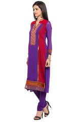 Faux Georgette Straight Kurta Top In Purple