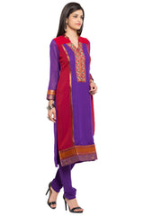 Faux Georgette Straight Kurta Top In Purple