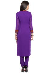 Faux Georgette Straight Kurta Top In Purple