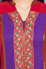 Faux Georgette Straight Kurta Top In Purple