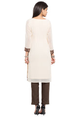 Faux Georgette Straight Kurta Top In Brown