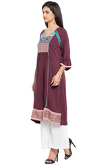 Faux Georgette Straight Kurta Top In Purple