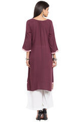 Faux Georgette Straight Kurta Top In Purple