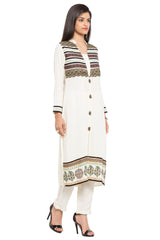 Blended Cotton Straight Kurta Top In White