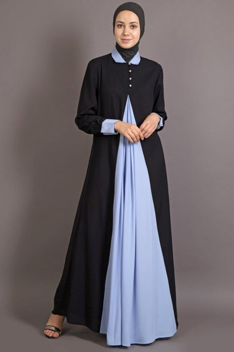 Buy Crepe Solid Abaya in Black and Sky Blue