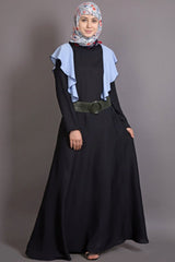 Buy Polyester Solid Abaya in Black and Sky Blue