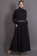 Buy Polyester Solid Abaya in Black