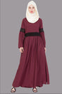 Buy Polycrepe Solid Abaya in Maroon