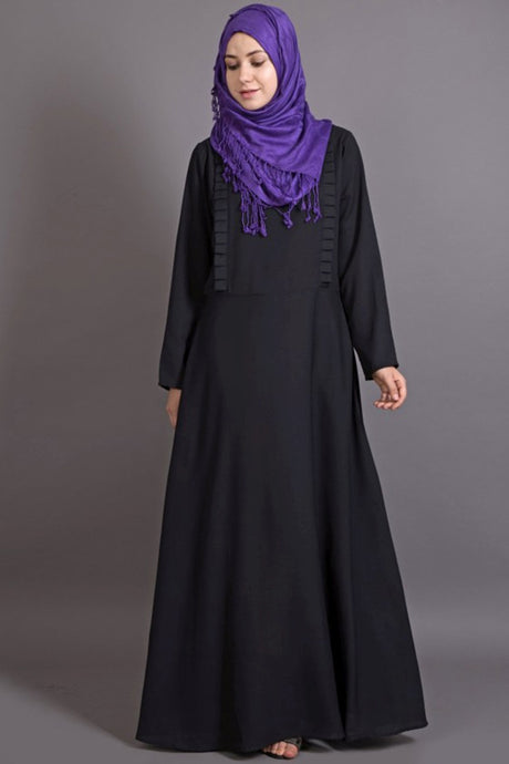 Buy Polyester Solid Abaya in Black