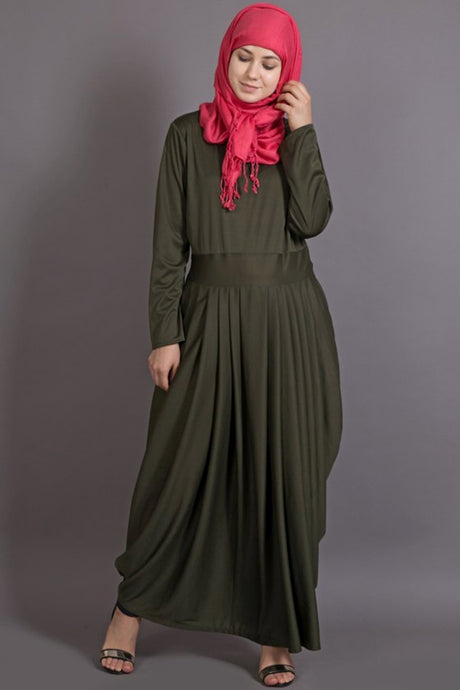 Buy Polyester Solid Abaya in olive