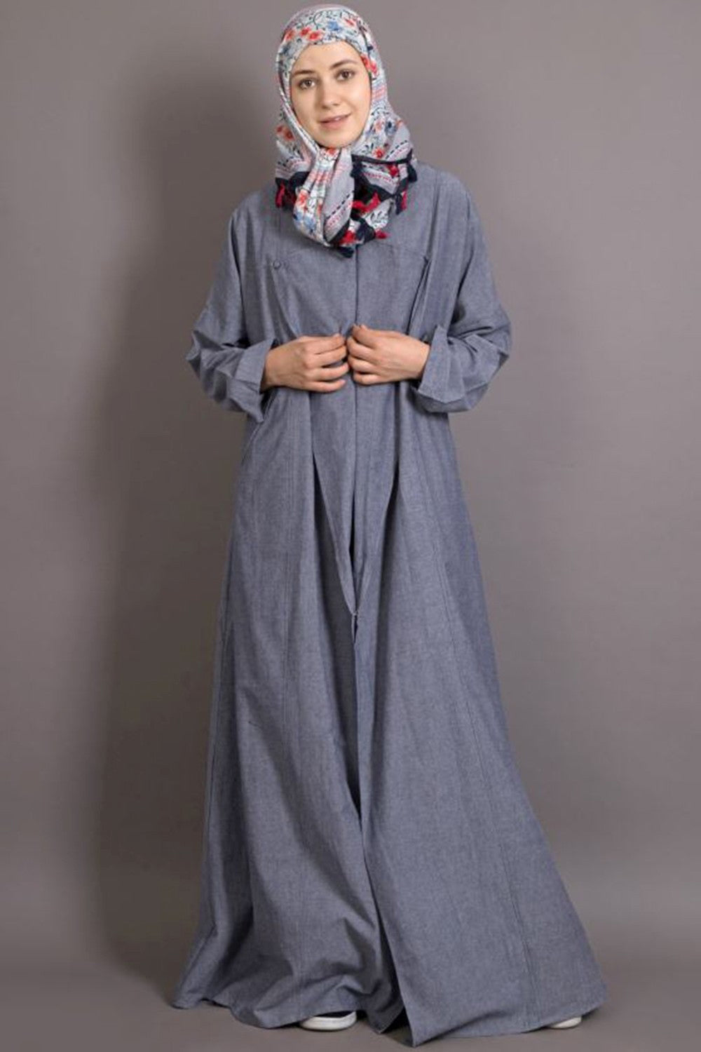 Buy Cotton Solid Abaya in Denim