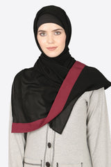 Buy Georgette Solid Hijab in Black and Maroon