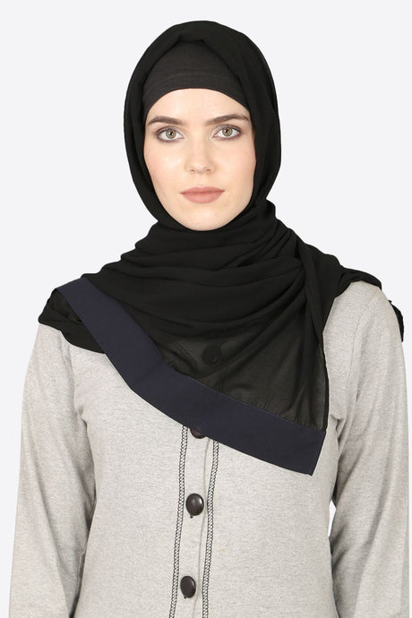 Buy Georgette Solid Hijab in Black and Navy Blue