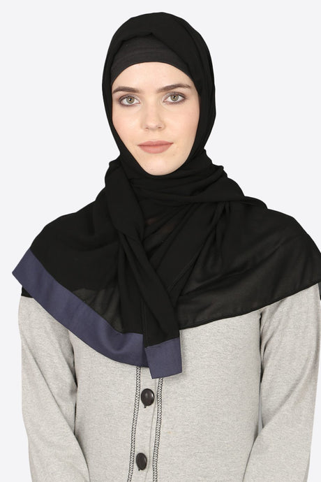 Buy Georgette Solid Hijab in Black and Blue