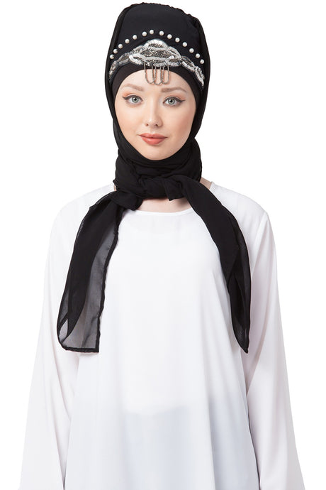 Buy Georgette Sequin Hijab in Black