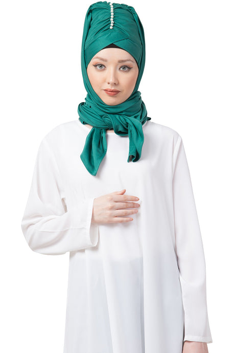 Buy Polyester Solid Hijab in Green