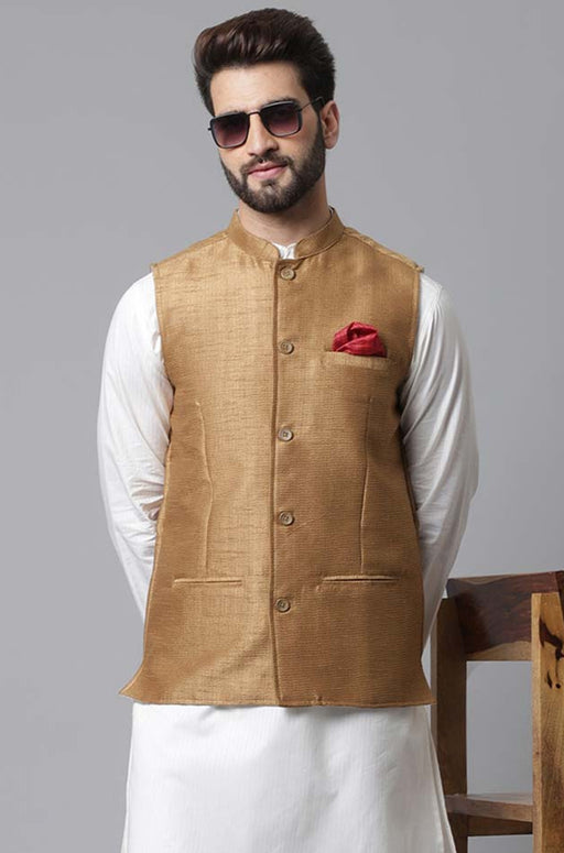 Buy Brown Bamberg Silk Embroidered Thread Tonal Nehru Jacket Set For Men by  Paarsh Online at Aza Fashions.