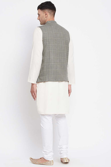 Buy Men's Multi Merino Checks Nehru jacket Online - KARMAPLACE