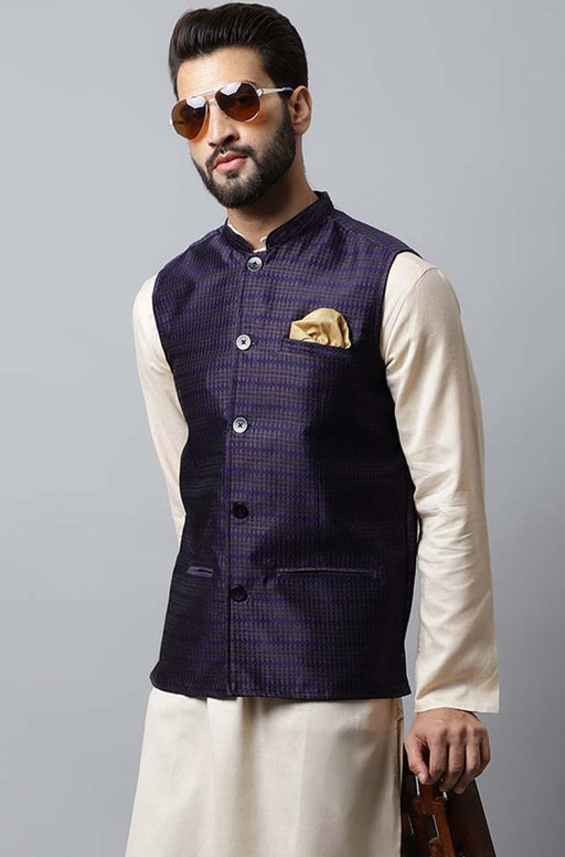 Buy Online Red Plain Men's Kurta Pajama with Woven Nehru Jacket MKPA03506