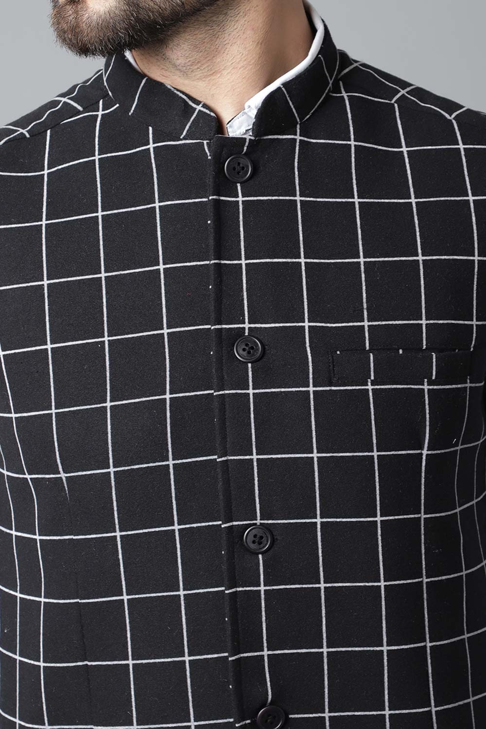 Buy Men's Black Merino Solid Waistcoat Online - KARMAPLACE