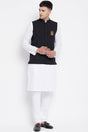Buy Men's Merino Eid Mubarak Embroidery Nehru Jacket in Black