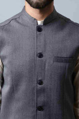 Buy Men's Grey Merino Solid Waistcoat Online - KARMAPLACE