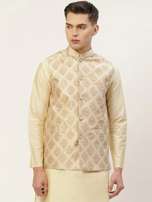 Cream Color Cotton Nehru Jacket 994MW03