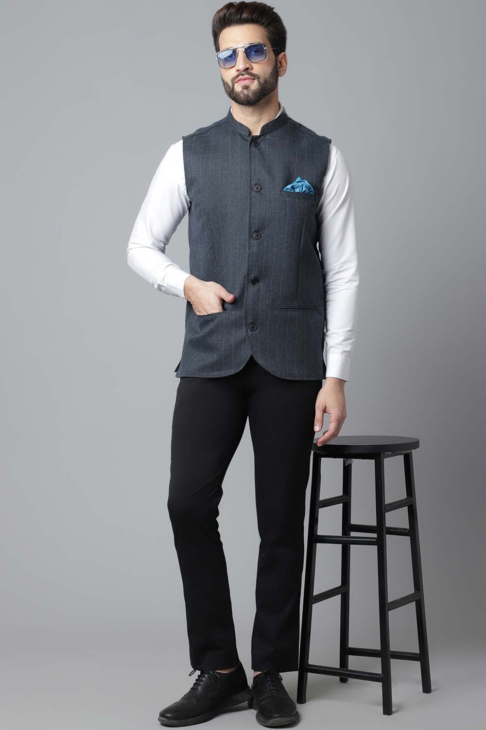 Buy Men's Beige Cotton Solid Waistcoat Online - KARMAPLACE