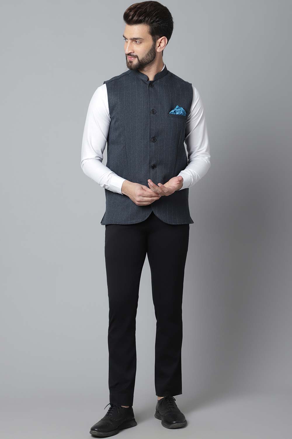 Buy Men's Beige Cotton Solid Waistcoat Online - KARMAPLACE