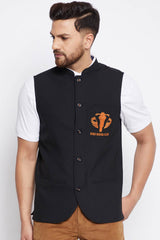 Buy Men's Merino Solid Nehru Jacket in Black