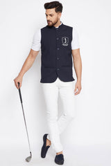 Buy Nehru Jacket in Navy Blue Color