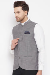 Buy Men's Merino Solid Nehru Jacket in Grey