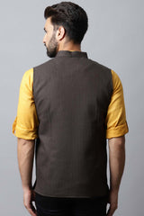 Buy Men's Brown Merino Solid Waistcoat Online - KARMAPLACE