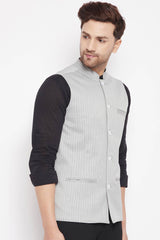 Buy Men's Merino Solid Nehru Jacket in Grey