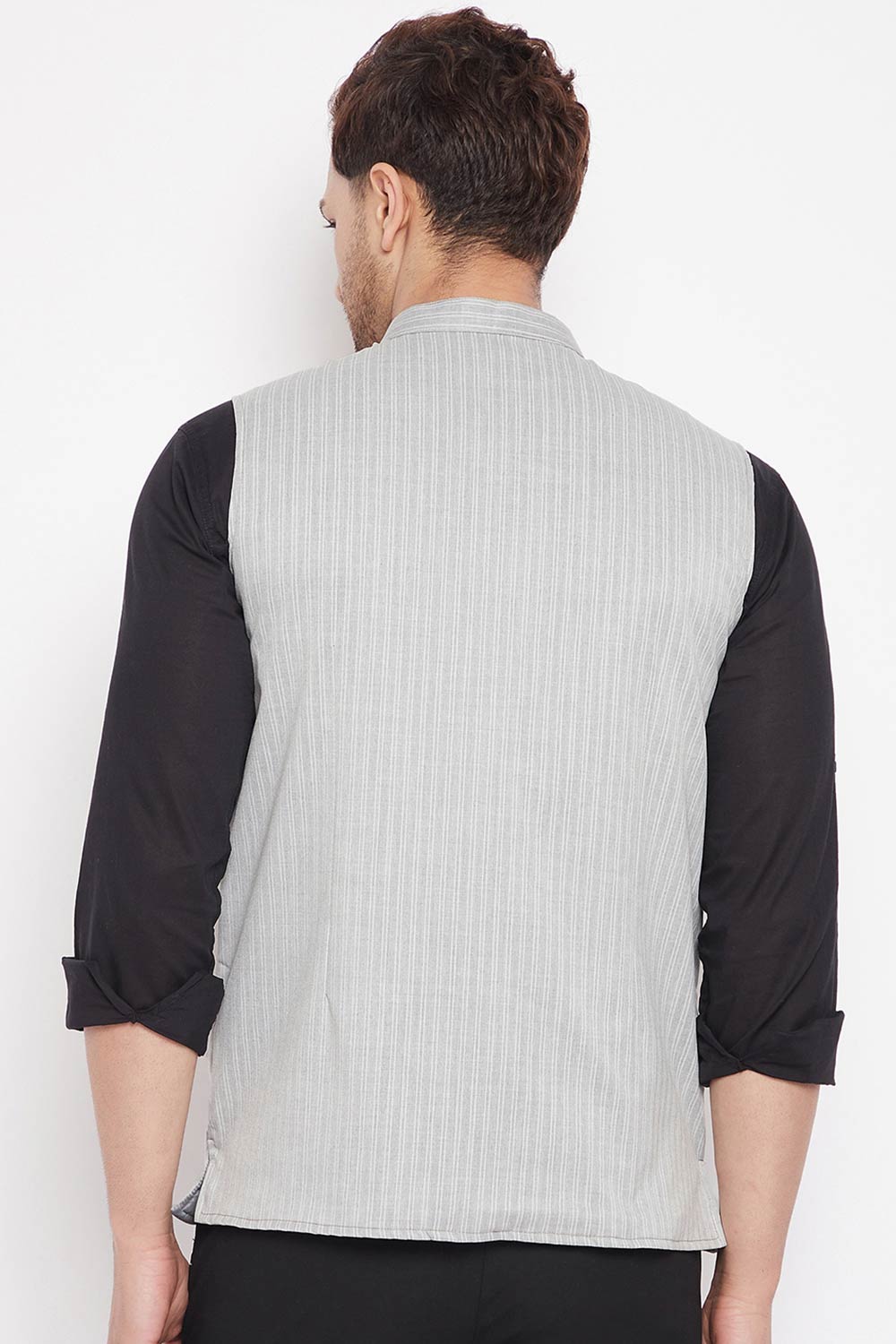 Buy Men's Merino Solid Nehru Jacket in Grey