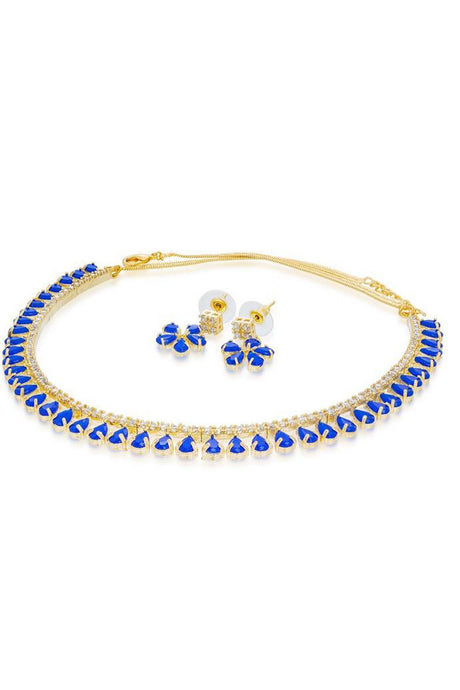 Buy Women's Alloy Necklace in Blue and Gold Online