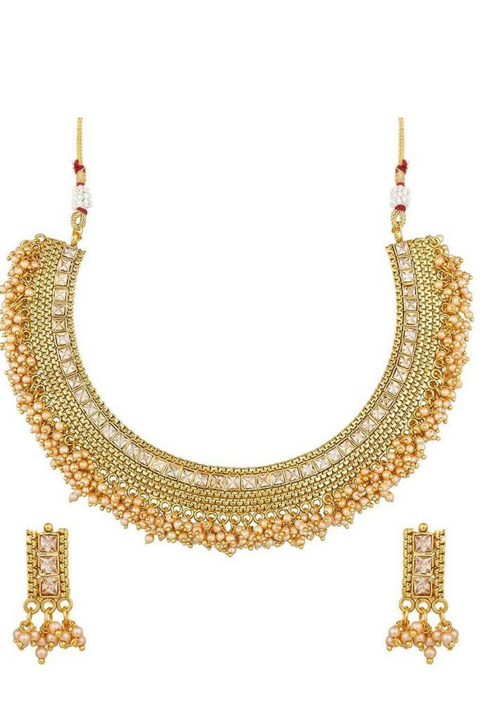 Women's Alloy Necklace in Gold and Beige