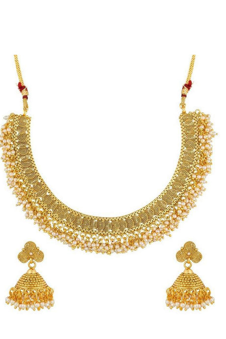 Buy Women's Alloy Necklace in Gold and White Online