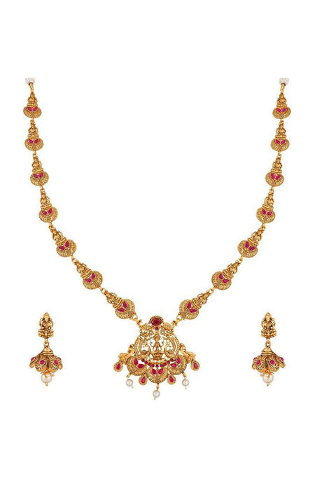 Buy Women's Alloy Necklace in Gold and Pink Online