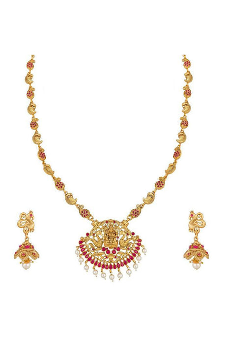 Buy Women's Alloy Necklace in Gold and Pink Online