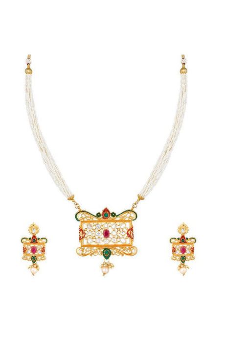 Buy Women's Alloy Kundan Necklace Ethnic Jewellery Set Online