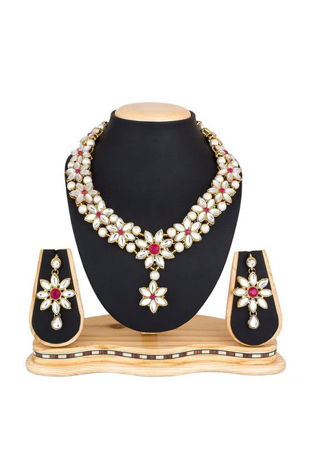 Buy Women's Alloy Necklace in White and Pink Online