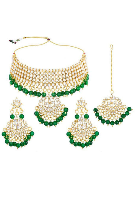 Buy Women's Alloy Necklace in Gold and Green Online