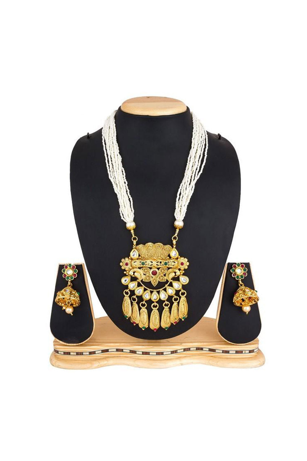 Buy Women's Alloy Necklace in Gold and White Online