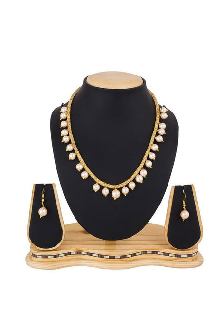 Buy Women's Alloy Necklace Set in Gold and White Online