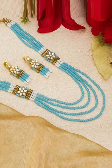 Women's Alloy Necklace Set in Sky Blue