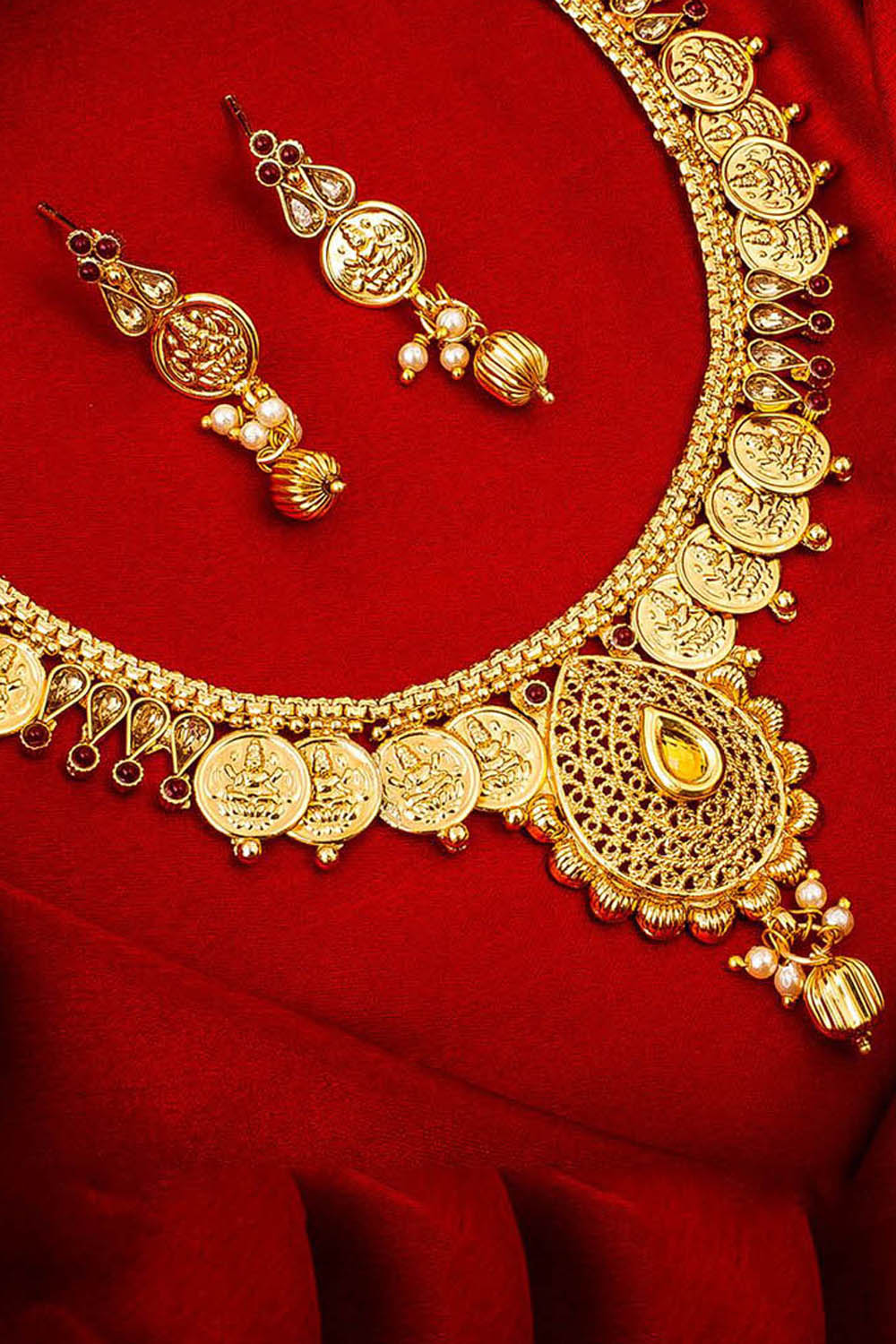 Shop  Alloy Necklace and Earrings For Women's  Set in Gold At KarmaPlace