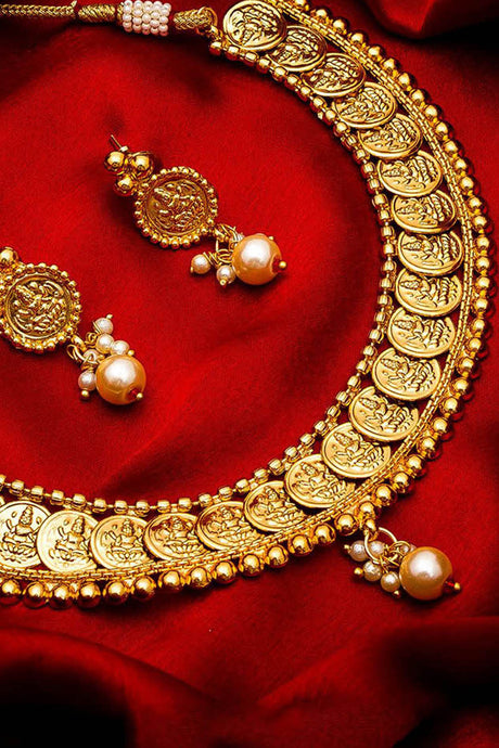 Shop Alloy Necklace and Earrings For Women's   Set in Gold At KarmaPlace