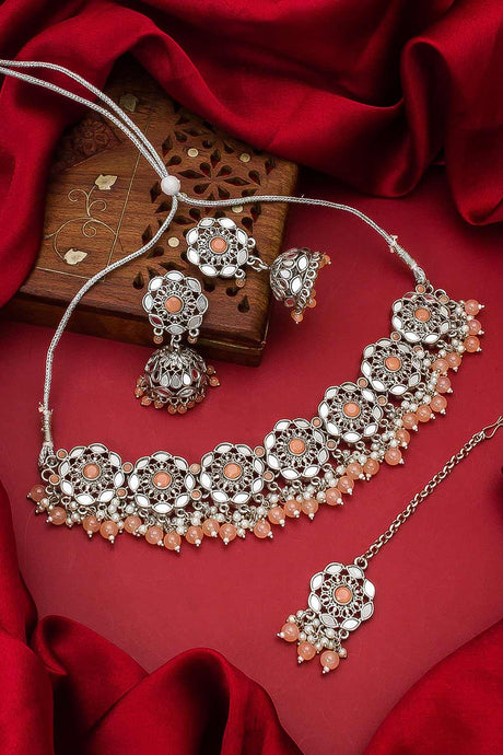 Buy Women's Oxidized Necklace Set In Orange
